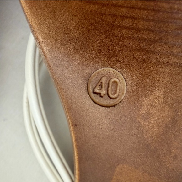 Mila Paoli White Sandals Heels Genuine Italian Leather 8.5 40 Block Heel - Picture 7 of 9